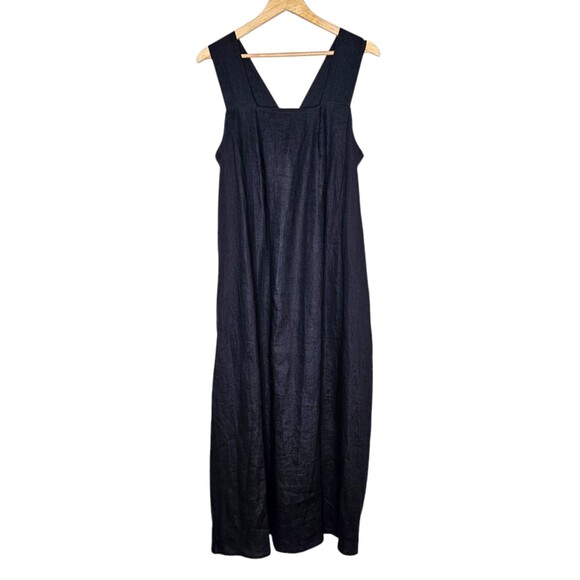 LUXMII Linen Maxi Dress Blue S/M Hand Pockets Sleeveless Quiet Luxury Minimalist - Picture 1 of 8